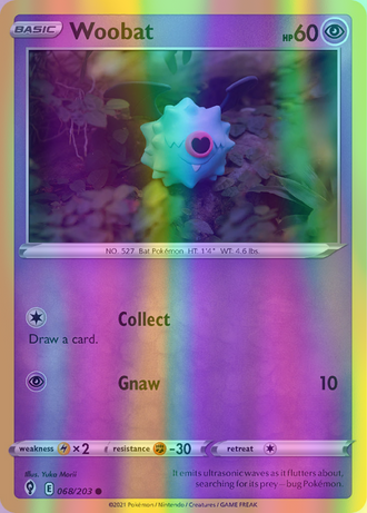 Woobat - 068/203 (SWSH07) Common - Near Mint Reverse Holofoil