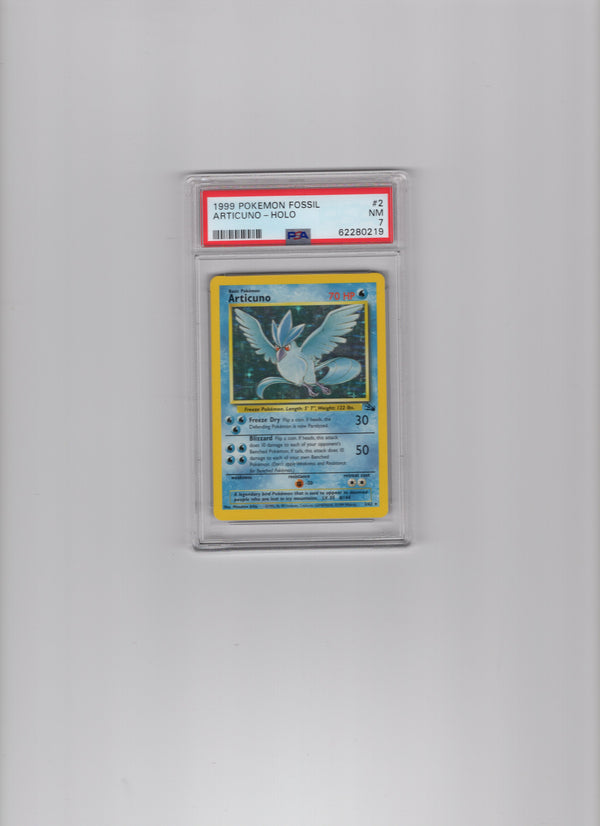 Articuno - 02/62 (FO) Holo Rare - Unlimited Light Play Holofoil (Graded - PSA 7)