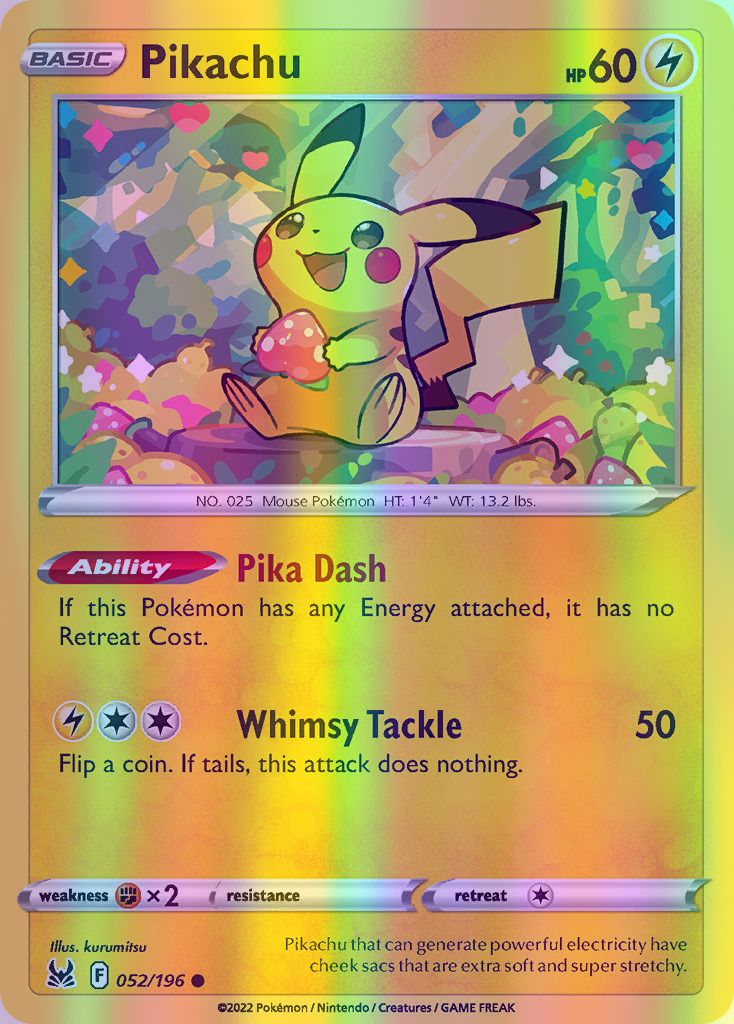 Pikachu - 052/196 (SWSH11) Common - Near Mint Reverse Holofoil