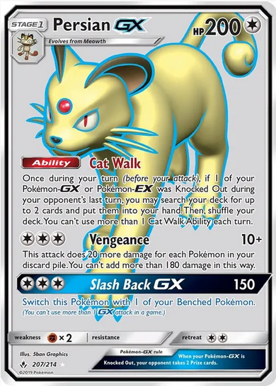 Persian GX - 207/214 (UNB) Ultra Rare - Near Mint Holofoil