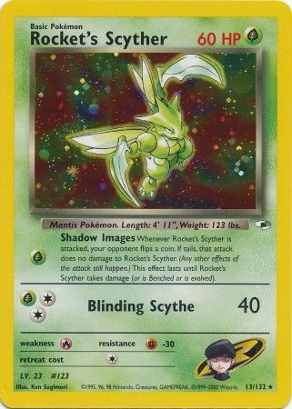 Rocket's Scyther -13/132 (G1) Holo Rare - Unlimited Edition Heavy Play