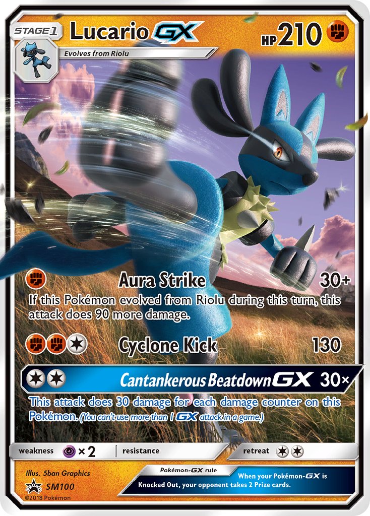 Lucario GX - SM100 (SM:PR) Promo - Near Mint Holofoil