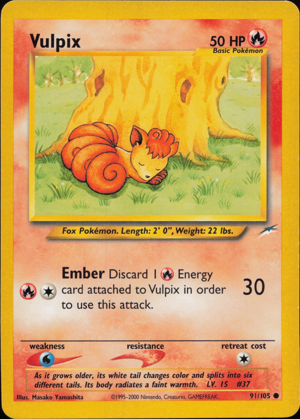 Vulpix - 91/105 (N4) Common Near Mint Unlimited
