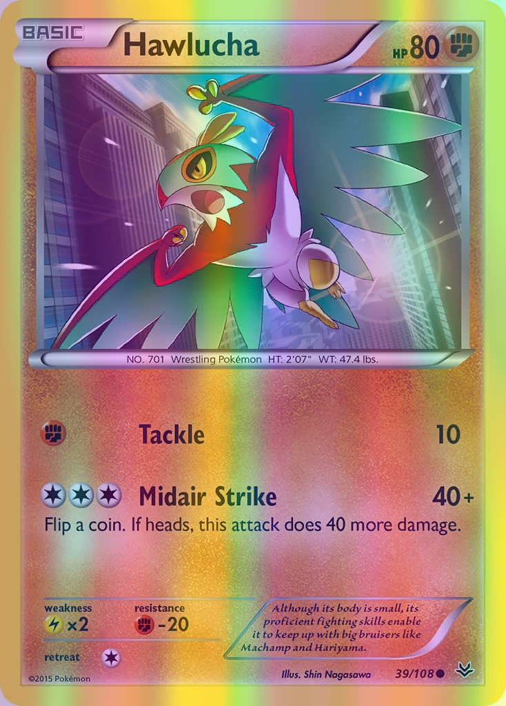Hawlucha - 039/108 (ROS) Common - Near Mint Reverse Holofoil