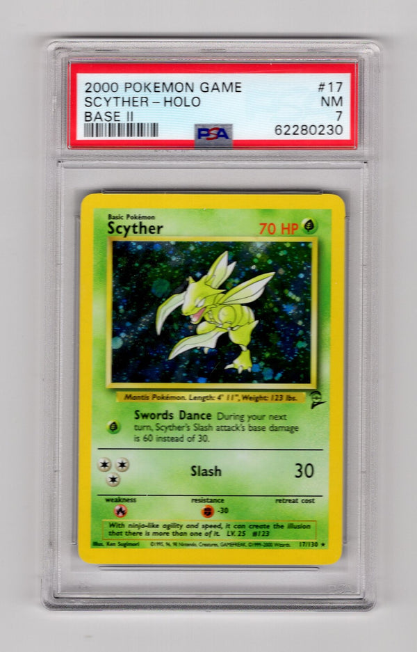 Scyther - 017/130 (BS2) Holo Rare - Light Play Holofoil (Graded - PSA 7)