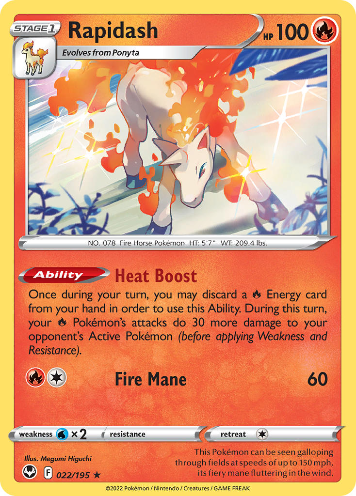 Rapidash - 022/195 (SWSH12) Holo Rare - Near Mint Holofoil