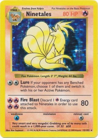 Ninetales - 012/102 (BSS) Holo Rare - Near Mint Unlimited Holofoil