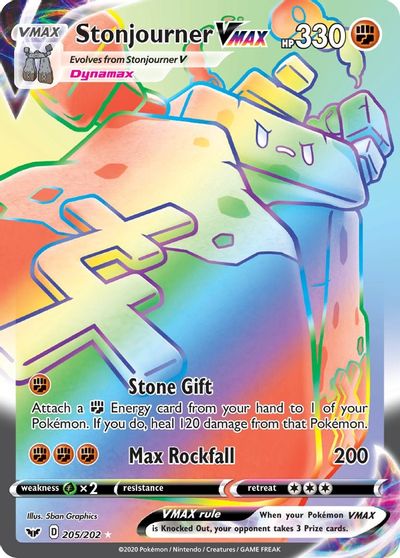 Stonjourner VMAX (Secret) - 205/202 (SWSH01) Secret Rare - Near Mint Holofoil