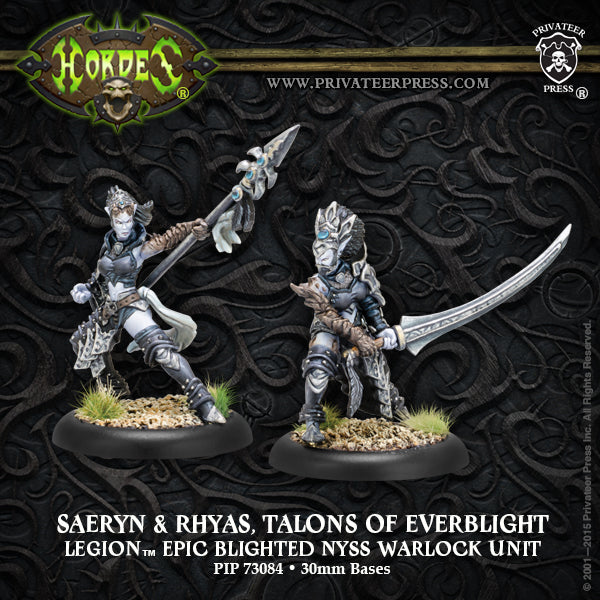 Hordes: Legion - Saeryn and Rhyas, Talons of Everblight, Epic Warlock Unit (2 Metal)