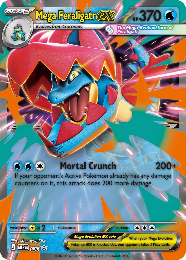 Mega Feraligatr ex - 036 (MEP) Promo Near Mint Holofoil