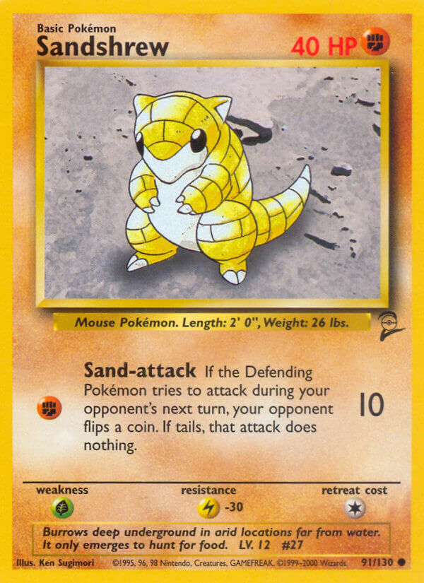 Sandshrew - 091/130 (BS2) Common - Near Mint