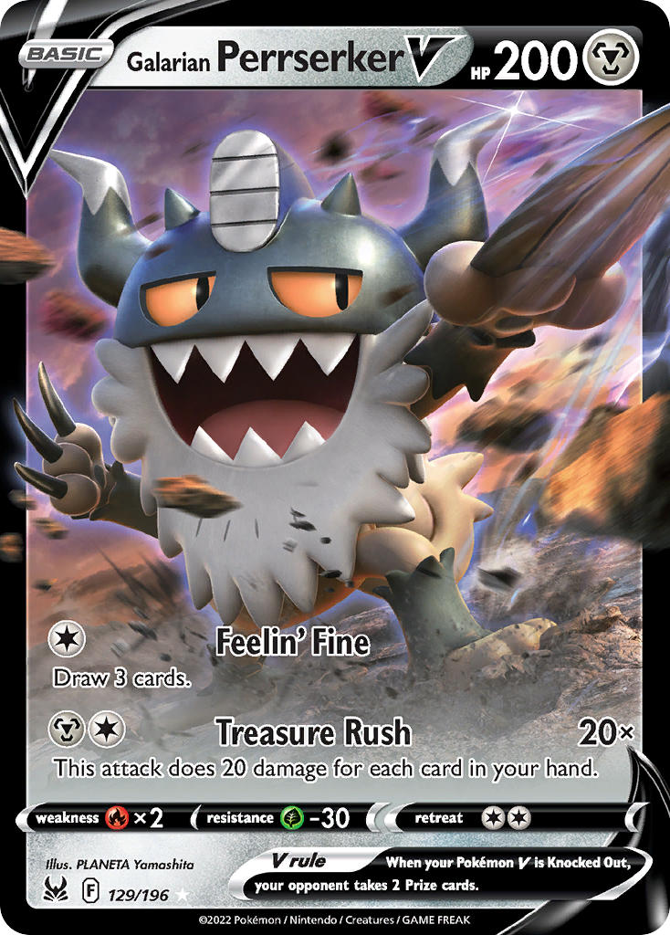 Galarian Perrserker V - 129/196 (SWSH11) Ultra Rare - Near Mint Holofoil