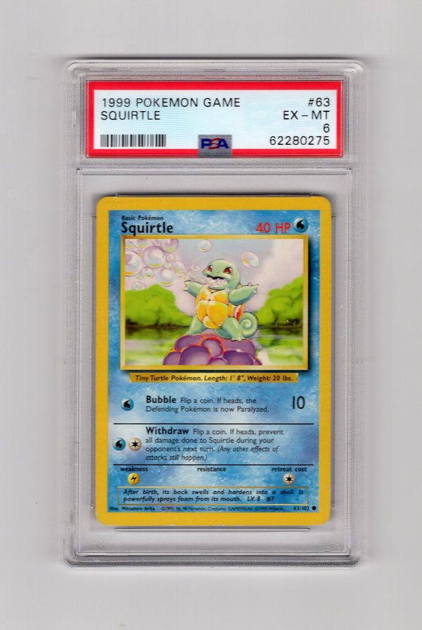 Squirtle - 063/102 (BS) Common - Unlimited Moderate Play (Graded - PSA 6)