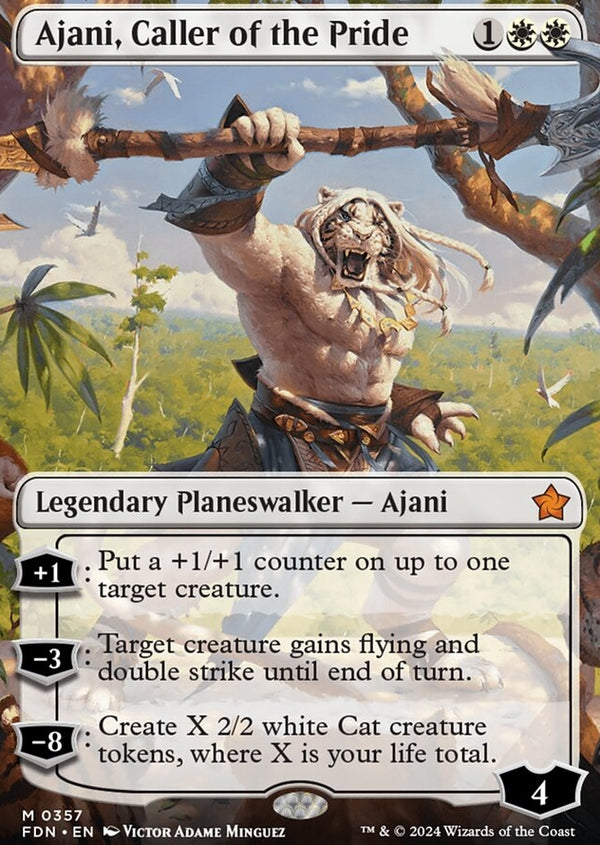 Ajani, Caller of the Pride [#0357 Borderless Planeswalker] (FDN-M-FOIL)