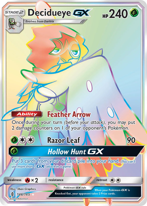 Decidueye GX (Secret) - 146/145 (SM:GRI) Secret Rare - Near Mint Holofoil