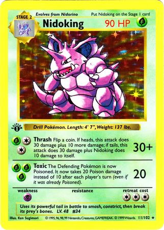 Nidoking - 011/102 (BS) 1st Edition Holo Rare - Near Mint Holofoil