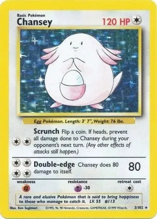 Chansey - 003/102 (BS) Holo Rare - Damaged Play Holofoil