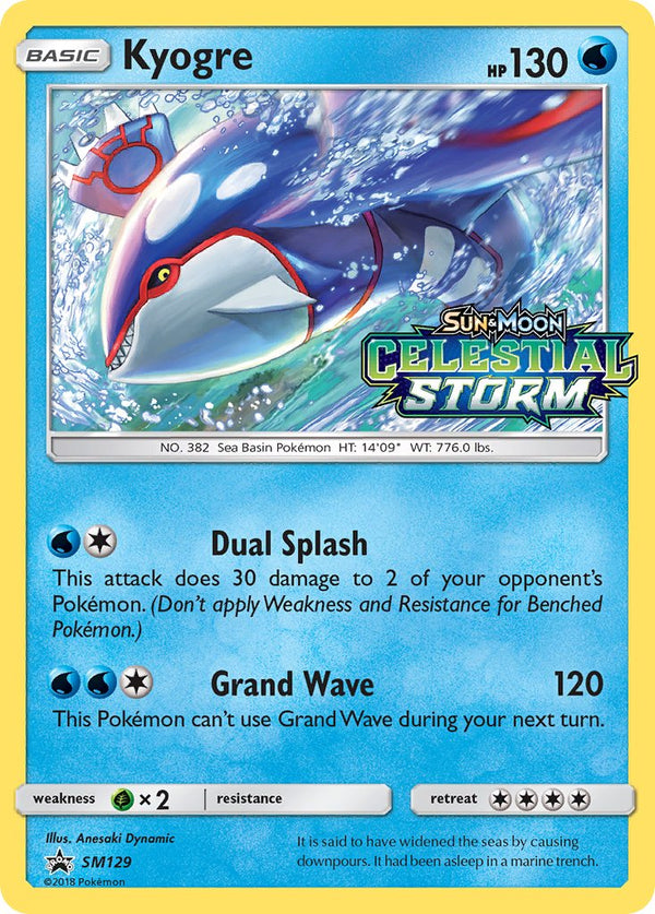 Kyogre (Prerelease) - SM129 (SM:PR) Promo - Near Mint Holofoil