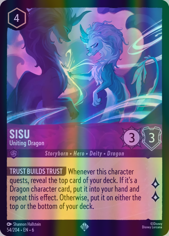 Sisu - Uniting Dragon (Azurite Sea 054/204) Super Rare - Near Mint Cold Foil