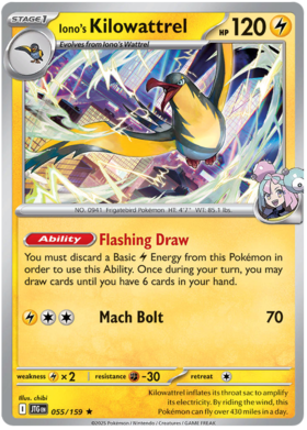 Iono's Kilowattrel - 055/159 (JTG) Holo Rare