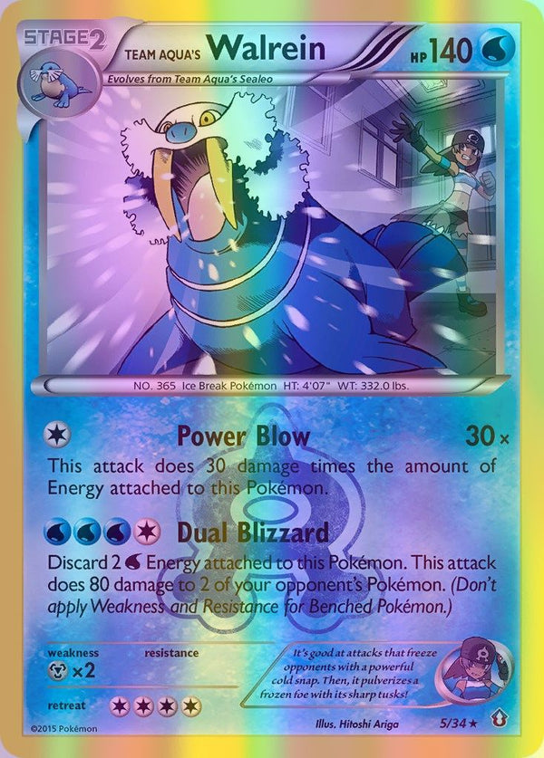 Team Aqua's Walrein - 005/034 (DCR) Holo Rare - Near Mint Reverse Holofoil