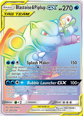 Blastoise & Piplup GX - 253/236 (CEC) Secret Rare - Near Mint Holofoil