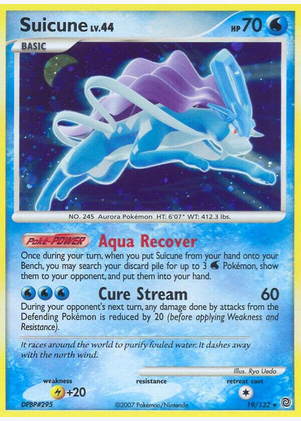 Suicune - 19/132 (SW) Holo Rare - Light Play Holofoil