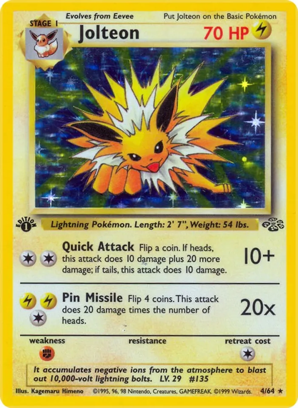 Jolteon  - 04/64 (JU) Holo Rare - Lightly Played 1st Edition Holofoil