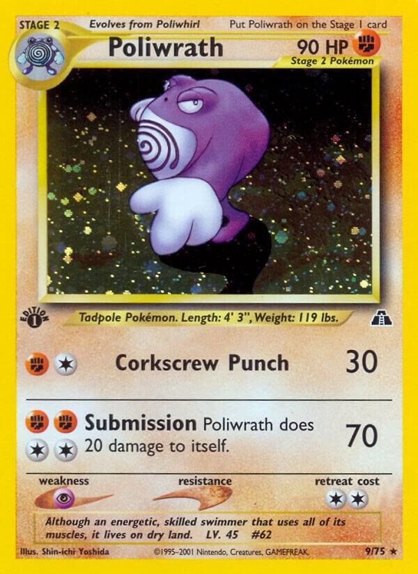 Poliwrath - 09/75 (N2) Holo Rare - Light Play 1st Edition Holofoil