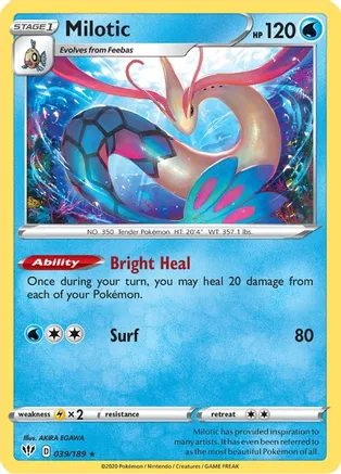 Milotic - 039/189 (SWSH03) Holo Rare - Near Mint Reverse Holofoil