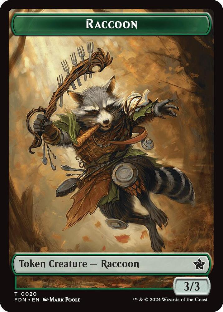 Elf Warrior [#0019] // Raccoon [#0020] (T-FDN-FOIL)