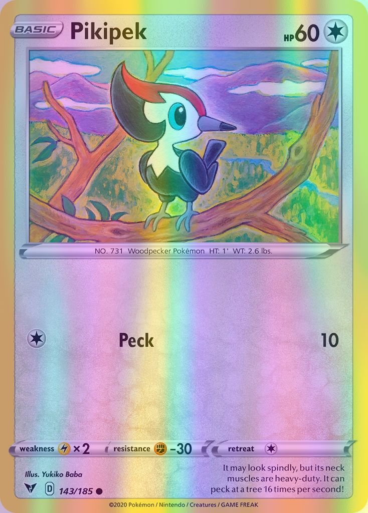 Pikipek - 143/185 (SWSH04) Common - Near Mint Reverse Holofoil