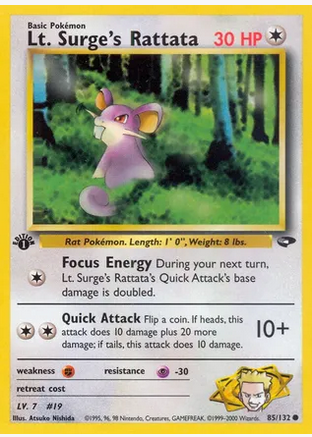 Lt. Surge's Rattata (85/132) 1st Edition - Near Mint