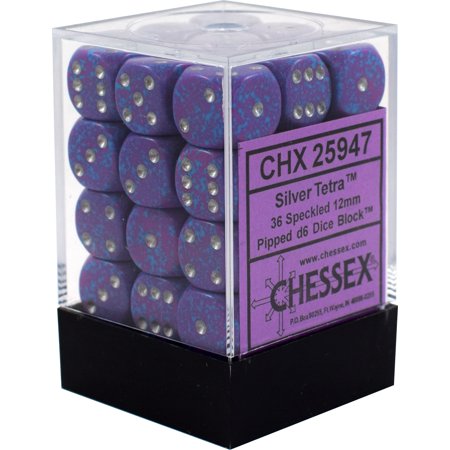 CHX25947: Speckled - 12mm D6 Silver Tetra (36)