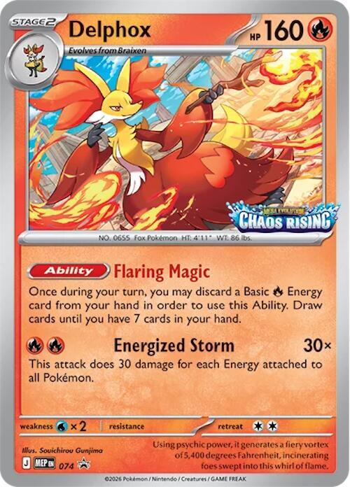 Delphox (Chaos Rising Stamped) - 074 (MEP) Promo Near Mint Holofoil