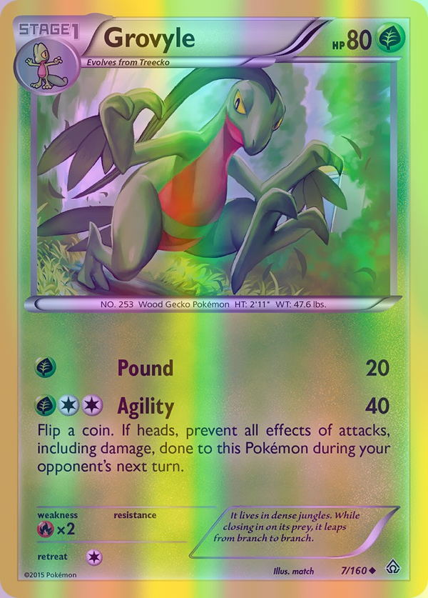 Grovyle - 007/160 (PRC) Uncommon - Near Mint Reverse Holofoil