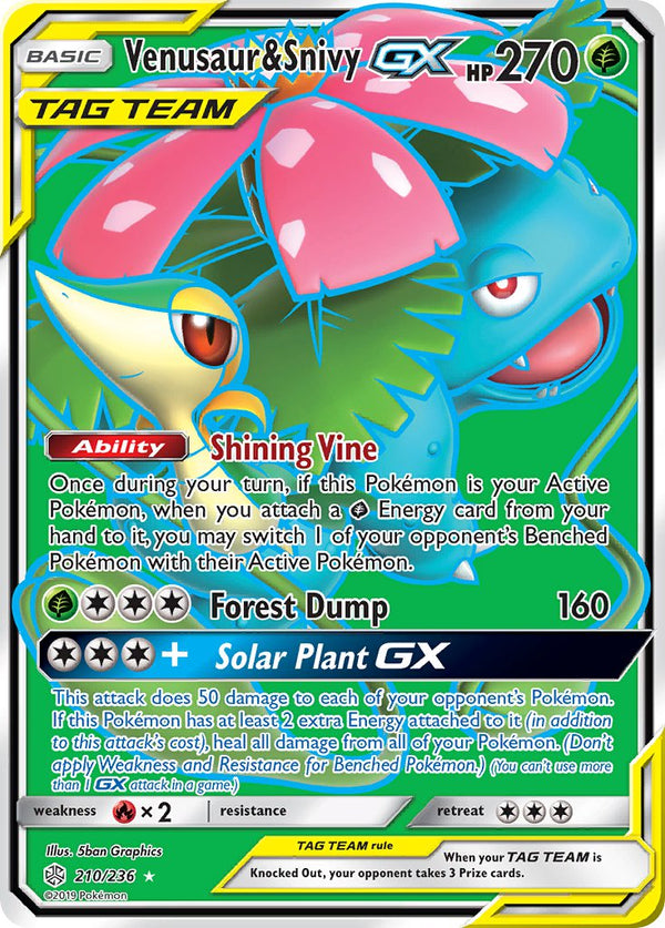 Venusaur & Snivy GX (Full Art) - 210/236 (CEC) Ultra Rare - Near Mint Holofoil