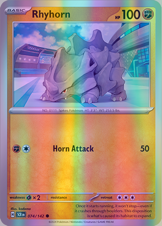 Rhyhorn - 074/142 (SCR) Common - Near Mint Reverse Holo