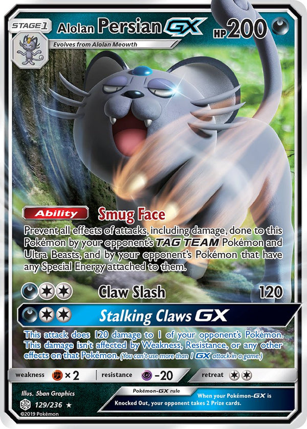 Alolan Persian GX - 129/236 (CEC) Ultra Rare - Near Mint Holofoil