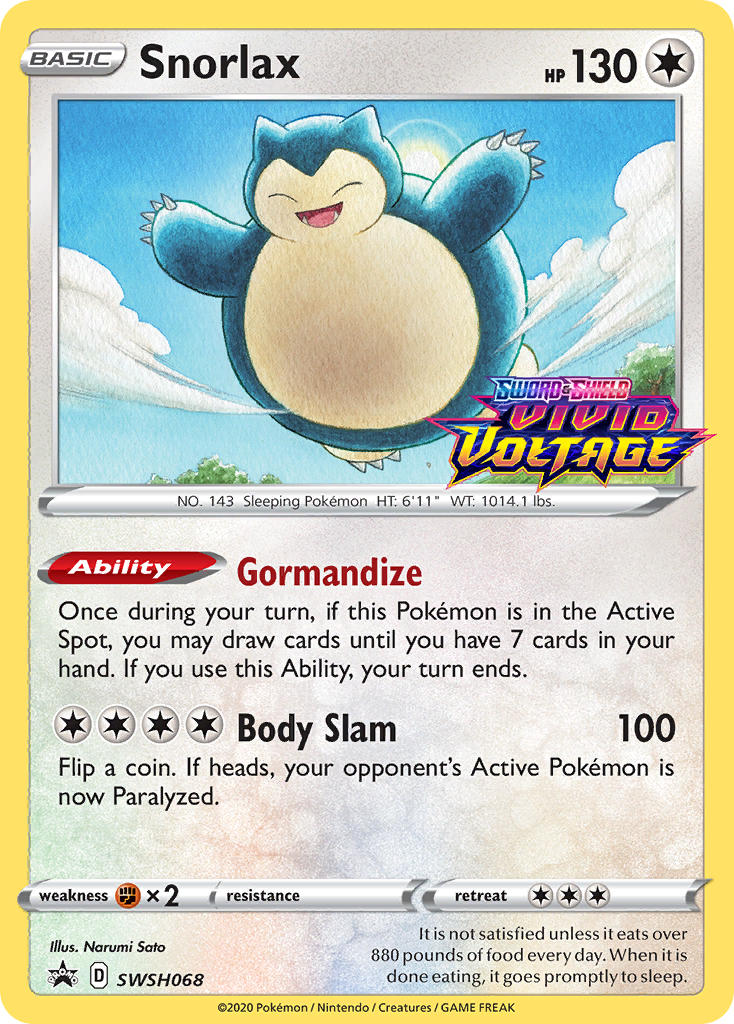 Snorlax (Prerelease) [Staff] - SWSH068 (SWSH:PR) Promo - Near Mint Holofoil
