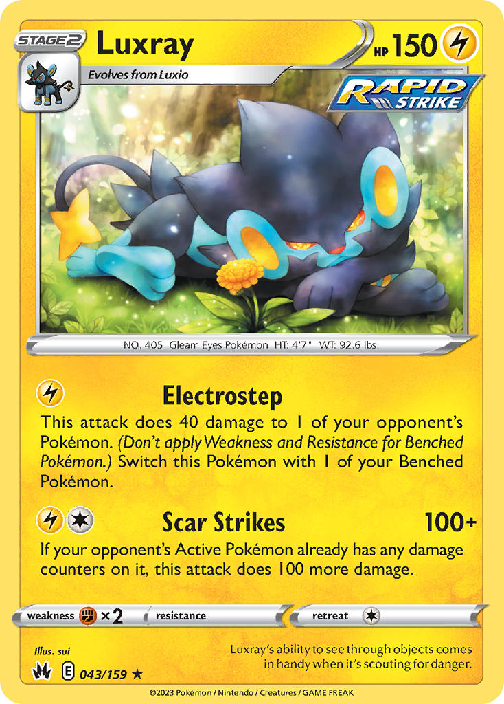 Luxray - 043/159 (CRZ) Rare -  Near Mint