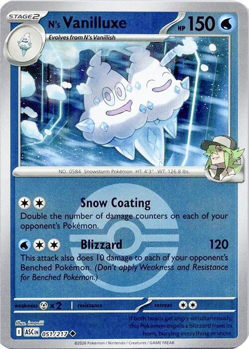 N's Vanilluxe (Poke Ball) - 051/217 (ASC) Uncommon
