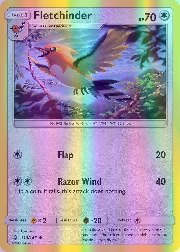 Fletchinder - 110/145 (SM:GRI) Uncommon - Near Mint Reverse Holofoil