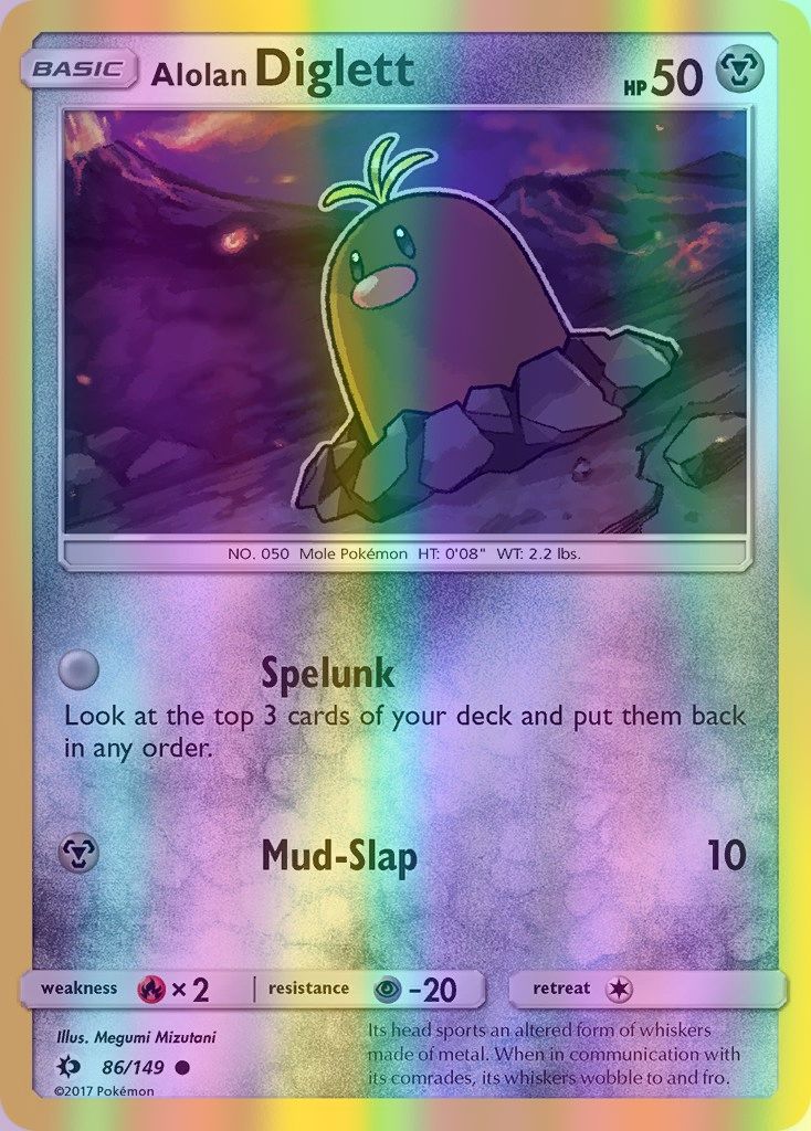 Alolan Diglett - 086/149 (SM01) Common - Near Mint Reverse Holofoil