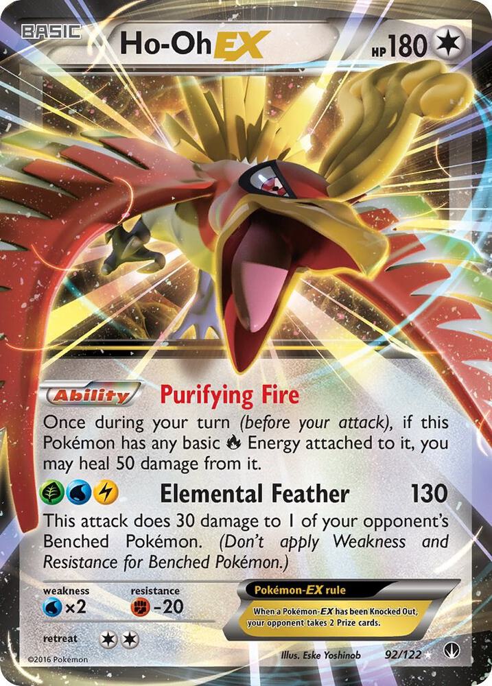 Ho-Oh EX - 092/122 (BKP) Ultra Rare - Light Play Holofoil