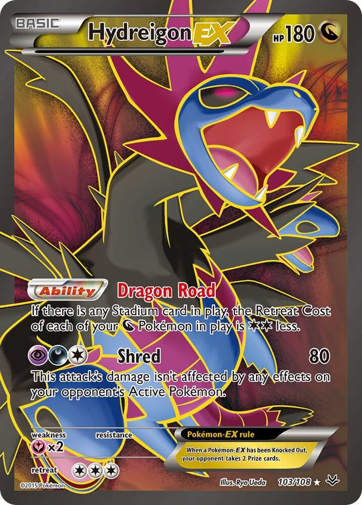 Hydreigon EX (Full Art) - 103/108 (ROS) Ultra Rare - Moderate Play Holofoil