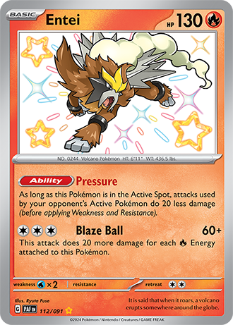 Entei - 112/091 (PAF) Secret Rare - Near Mint Holofoil