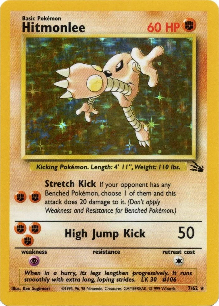 Hitmonlee  - 07/62 (FO) Holo Rare - Moderate Play Unlimited Holofoil