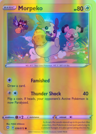 Morpeko - 036/072 (SHF) Common - Near Mint Reverse Holofoil