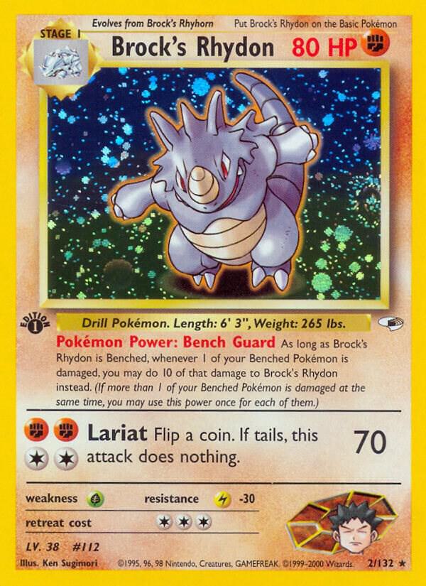 Brock's Rhydon - 002/132 (G1) Holo Rare - Damaged